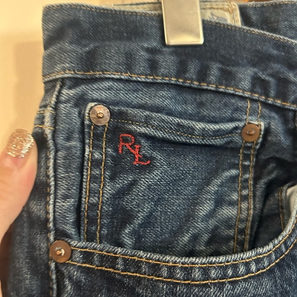 Polo Ralph Lauren Mens Jeans 34 Varick Slim Straight Dark Blue Denim Dungaree - Picture 2 of 10